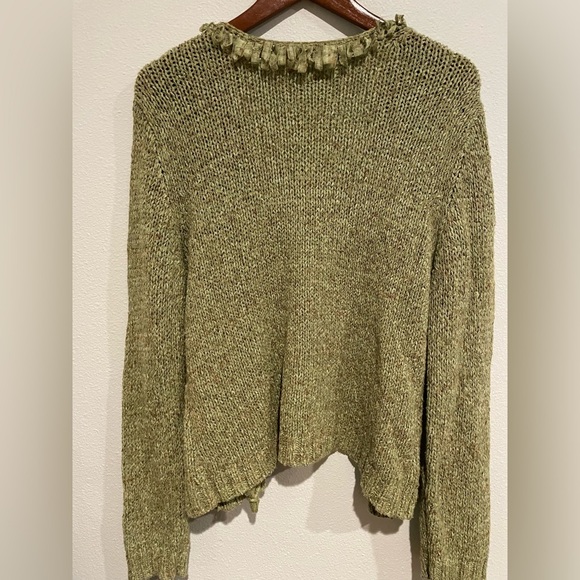 Coldwater Creek Green open Cardigan with loop trim. Size L - Picture 3 of 3